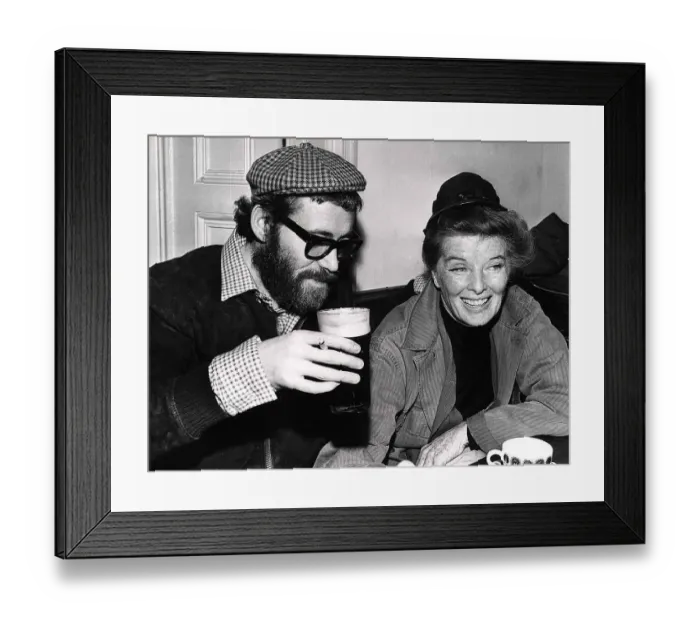 Framed Print : Katharine Hepburn Actress drinking with actor Peter O Toole Dbase Framed Print : Katharine Hepburn Actress drinking with actor Peter O Toole Dbase