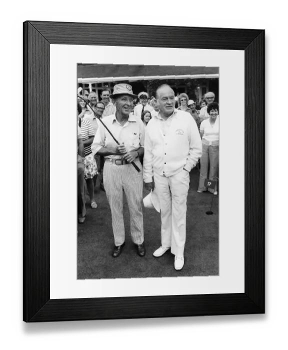 Framed Print : Bob Hope Veteran Comedy Actor with fellow star Bing Crosby for a game of golf