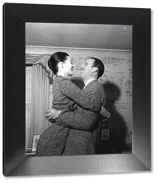 Christopher Lee actor hugs his wife Gitte Lee March 1962
