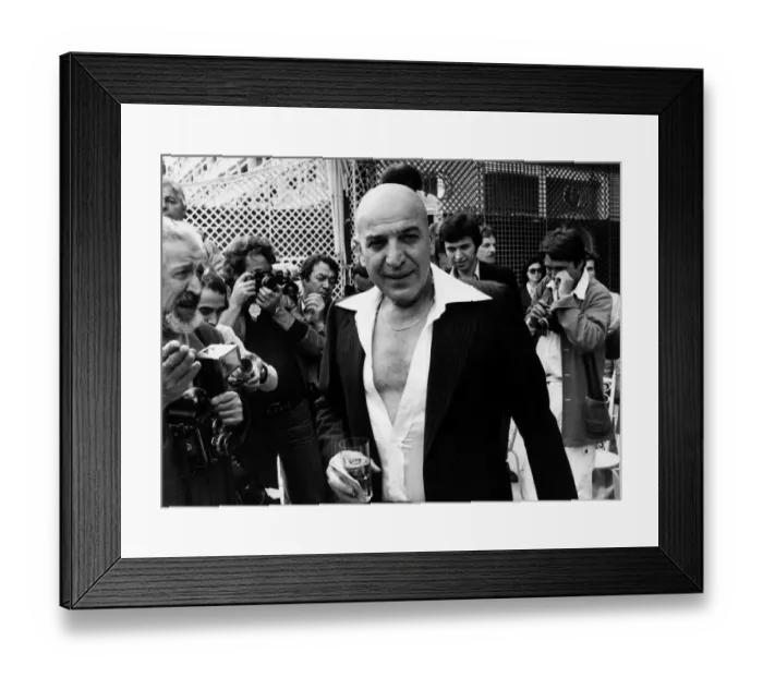 Framed Print : Telly Savalas Greek actor at Cannes 1977
