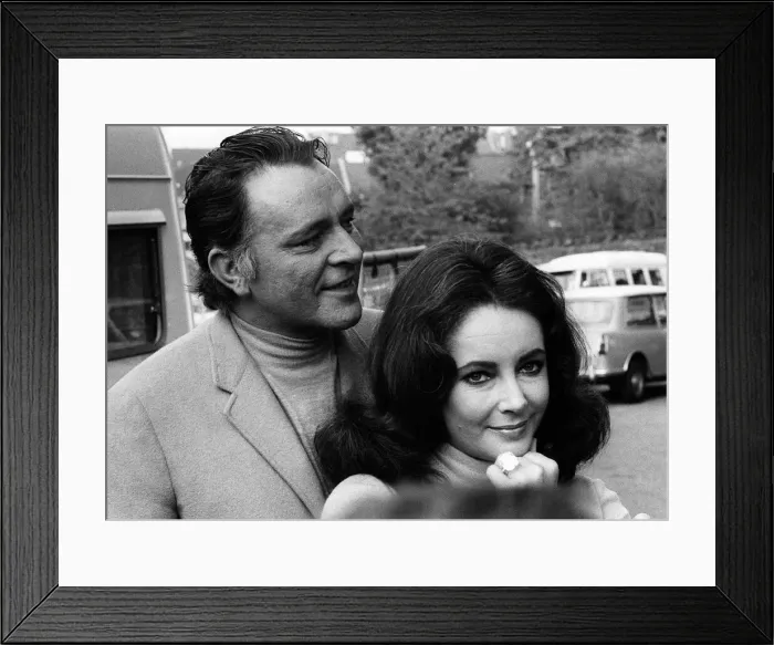 Framed Print : Elizabeth Taylor actress May 1968 with Richard Burton Diamond ring