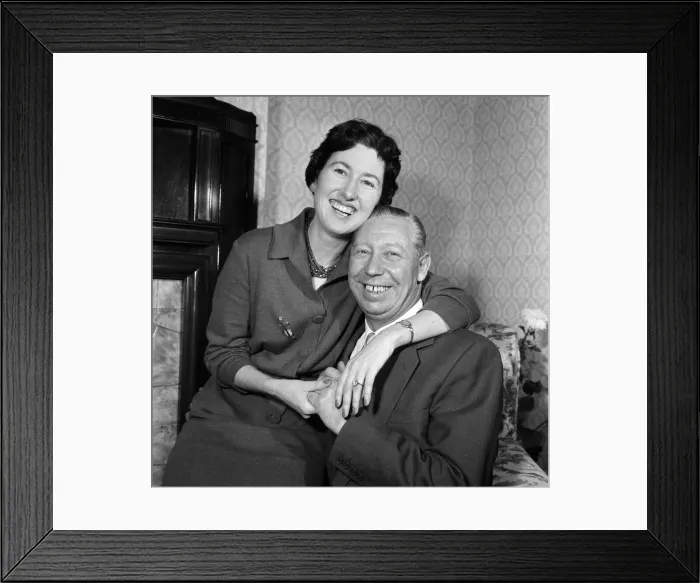 Framed Print : George Formby and fiancee Pat Howsen of Preston pictured at her home last night Framed Print : George Formby and fiancee Pat Howsen of Preston pictured at her home last night