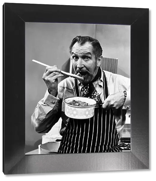 Vincent Price actor as television chef 1970