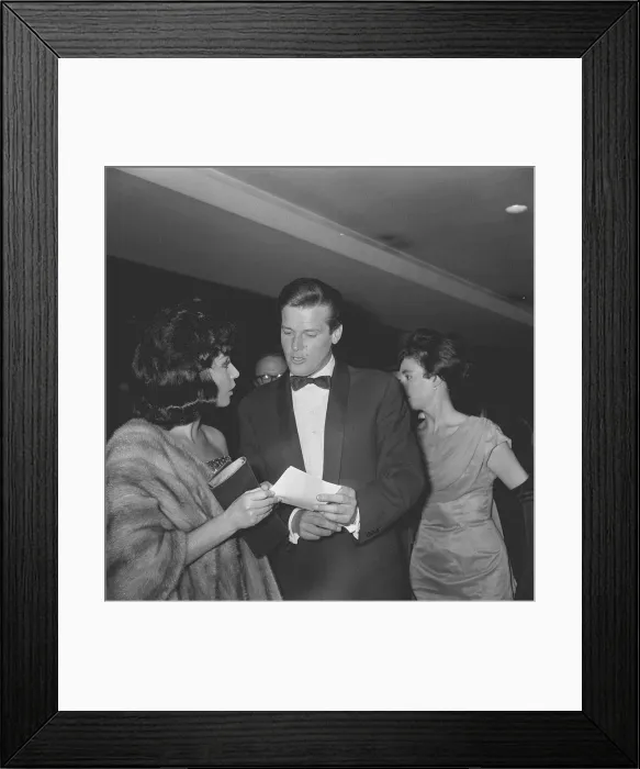 Framed Print : Roger Moore at the film premiere of Lolita British actor Roger Moore