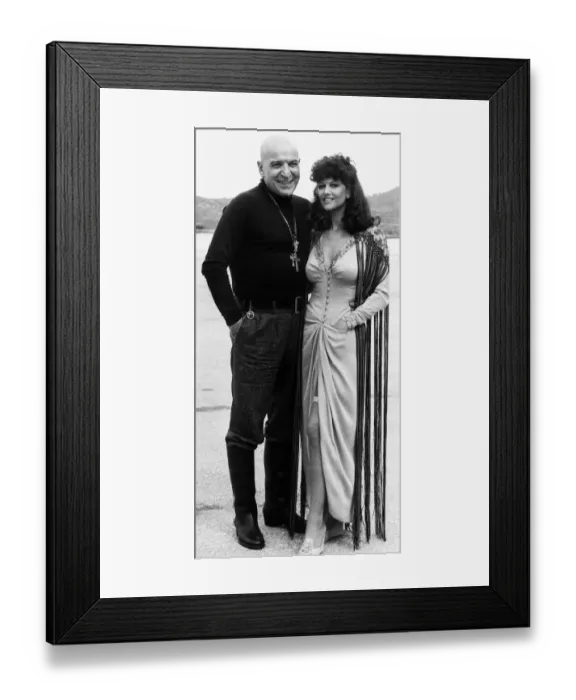 Framed Print : Telly Savalas actor and Claudia Cardinale actress 1978 on set of film Escape Framed Print : Telly Savalas actor and Claudia Cardinale actress 1978 on set of film Escape