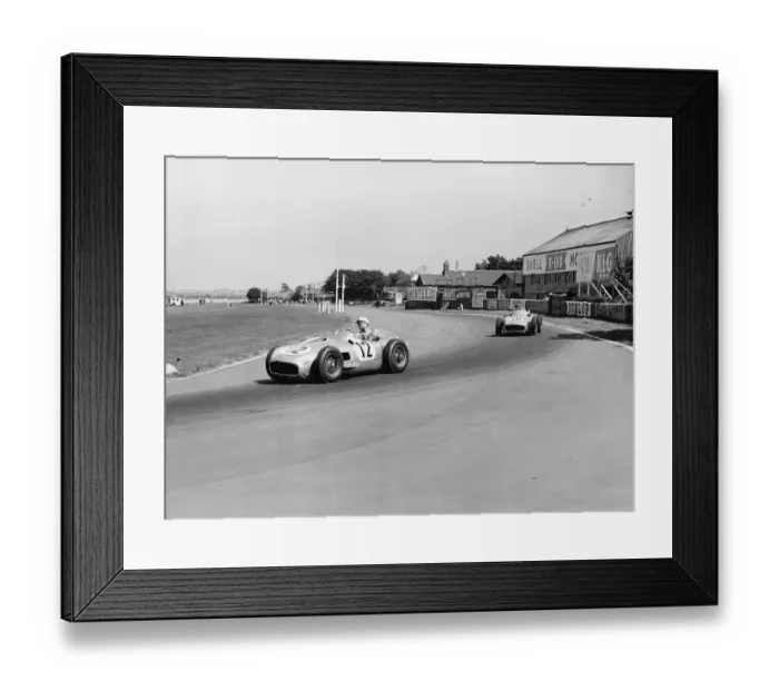 Framed Print : Stirling Moss leading Juan Fangio at the British Grand Prix at Aintree in Liverpool 1955 Framed Print : Stirling Moss leading Juan Fangio at the British Grand Prix at Aintree in Liverpool 1955