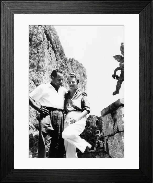 Framed Print : Actress and singer Gracie Fields standing on a rock with her husband Boris Alperouici