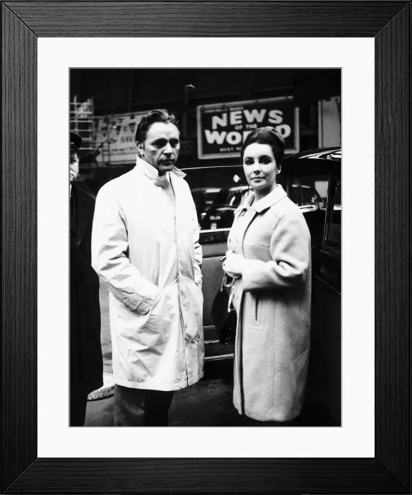 Framed Print : Richard Burton Actor with wife Elizabeth Taylor Actress at Paddington Station Framed Print : Richard Burton Actor with wife Elizabeth Taylor Actress at Paddington Station