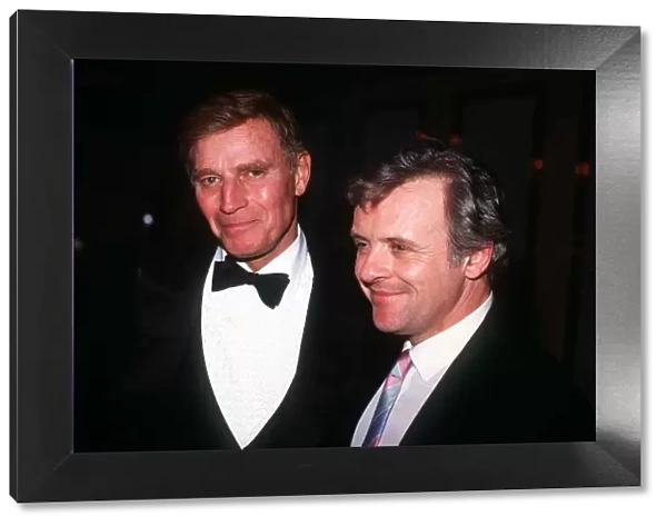 Anthony Hopkins actor with Charlton Heston at the Caine Mutiny premiere party Dbase MSi