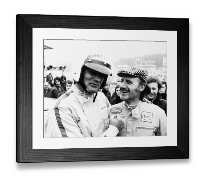 Framed Print : Graham Hill Sporting Champions race Brands Hatch checked cap MSI Framed Print : Graham Hill Sporting Champions race Brands Hatch checked cap MSI