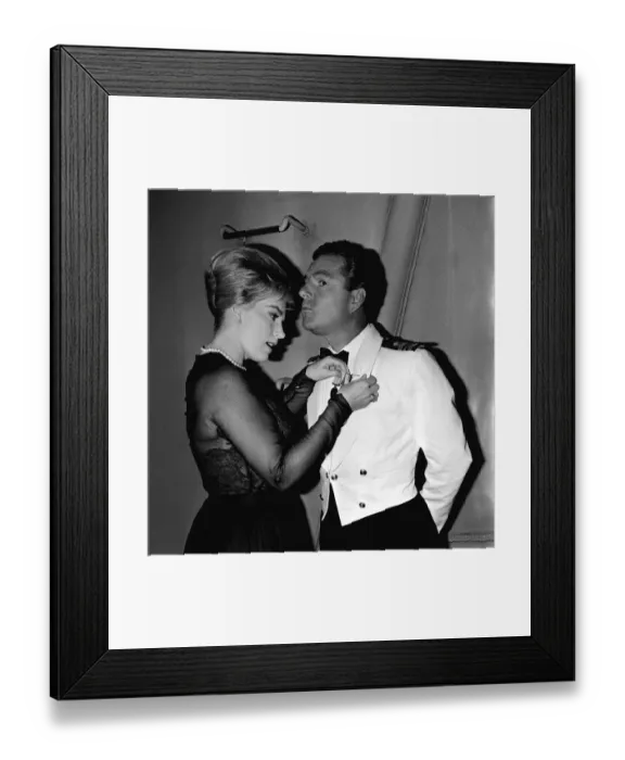 Framed Print : Kenneth More actor & Joan O Brien actress June 1962 Sailors uniform