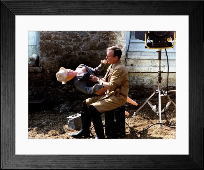 Framed Print : Christopher Timothy actor together with a blow-up doll on the set of the TV programme All Framed Print : Christopher Timothy actor together with a blow-up doll on the set of the TV programme All