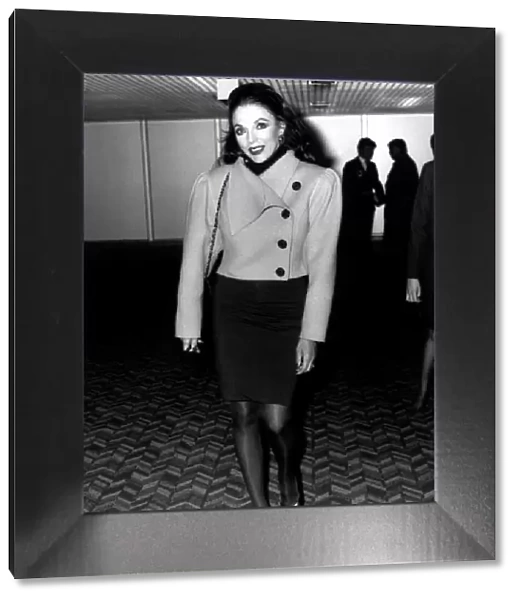 Joan Collins Actress at Heathrow Airport arriving from Los Angeles, March 1989