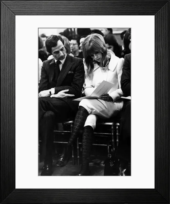 Framed Print : Marc Bohan dress designer and Britt Ekland actress 1967 at Christian Dior Framed Print : Marc Bohan dress designer and Britt Ekland actress 1967 at Christian Dior
