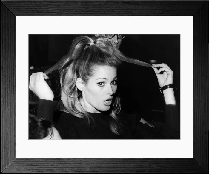 Framed Print : Ursula Andress actress pulling at hair 1966 during stage rehearsals Framed Print : Ursula Andress actress pulling at hair 1966 during stage rehearsals