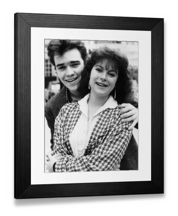 Framed Print : Todd Carty Actor and Amanda Waring stars in the TV series Tuckers Luck. October 1985