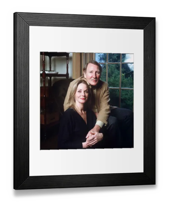 Framed Print : Leslie Phillips actor with wife Angela Scoular - April 1988 Dbase MSI