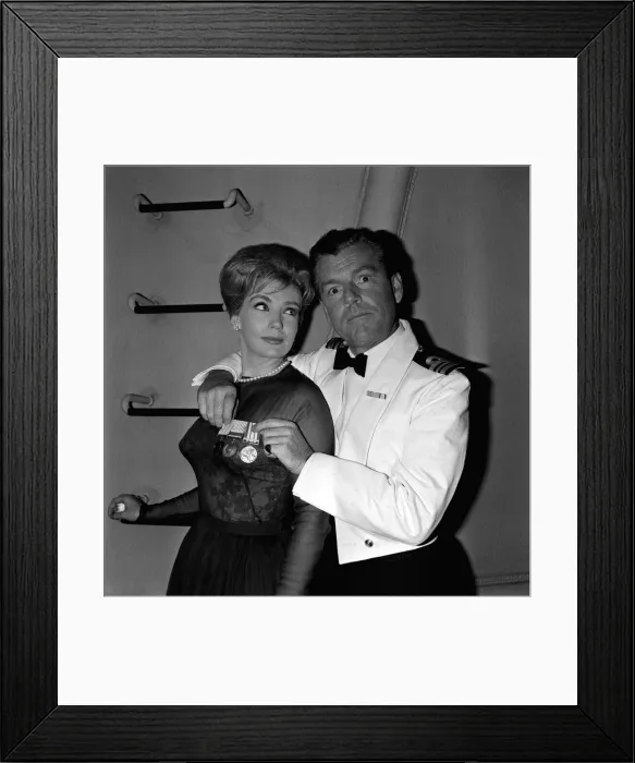 Framed Print : Kenneth More actor & Joan O Brien actress June 1962 Sailors uniform Framed Print : Kenneth More actor & Joan O Brien actress June 1962 Sailors uniform