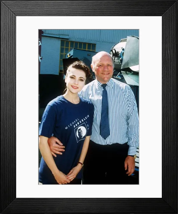 Framed Print : Emma Samms actress star of television film The Lady and the Highwayman with father