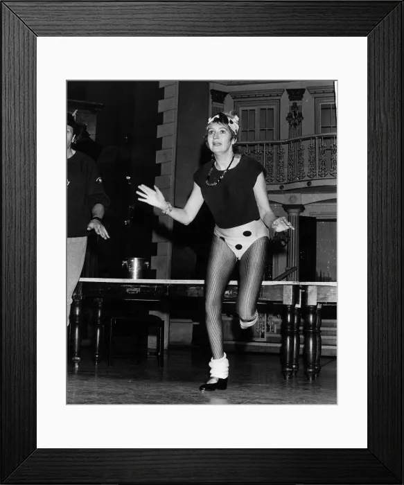 Framed Print : Sue Pollard actress learning to dance