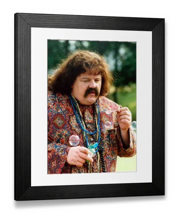 Framed Print : Robbie Coltrane actor dressed as hippy