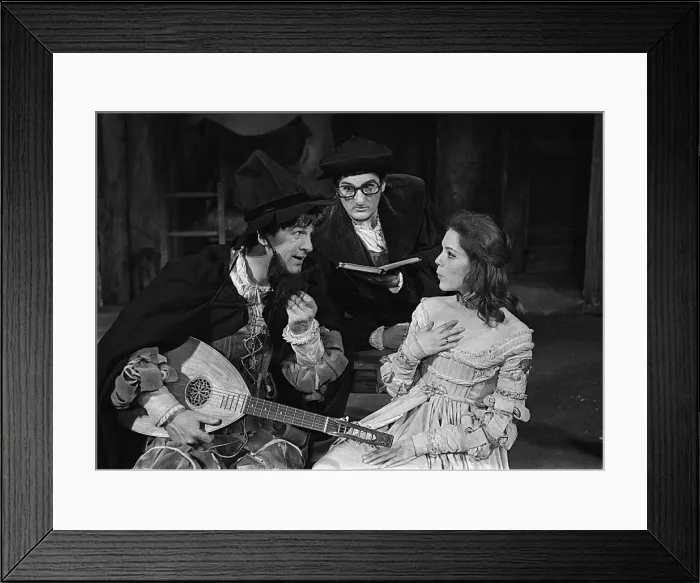 Framed Print : Actress Diana Rigg with Bill Travers & Peter Jeffrey in production of Taming of the Shrew Framed Print : Actress Diana Rigg with Bill Travers & Peter Jeffrey in production of Taming of the Shrew