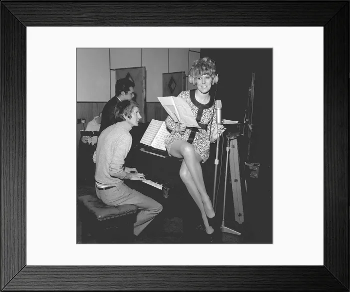 Framed Print : Actress Sue Nicholls in the recording studio for her 1968 first single singing Framed Print : Actress Sue Nicholls in the recording studio for her 1968 first single singing