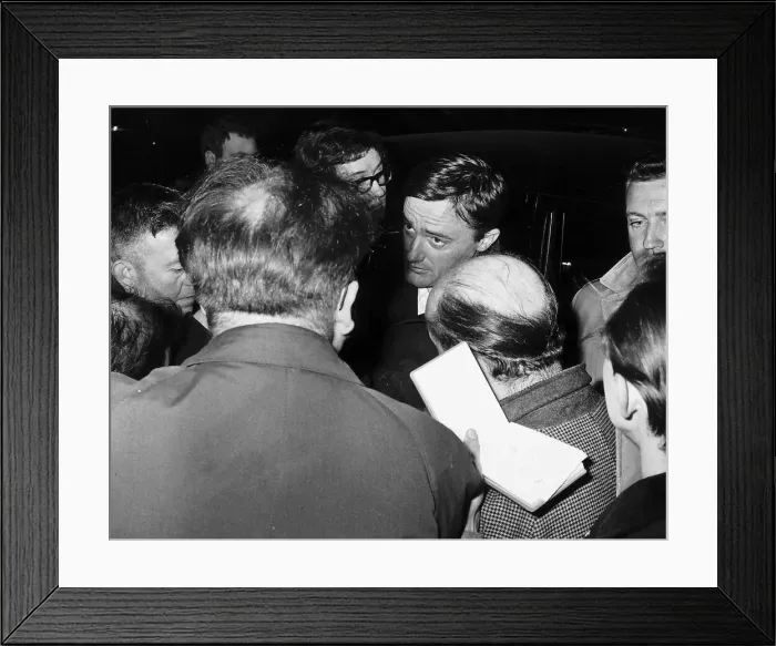 Framed Print : Robert Vaughn actor surrounded by members of the press Framed Print : Robert Vaughn actor surrounded by members of the press
