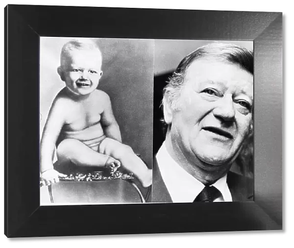John Wayne actor picture shows him as a baby and as he is now 1974