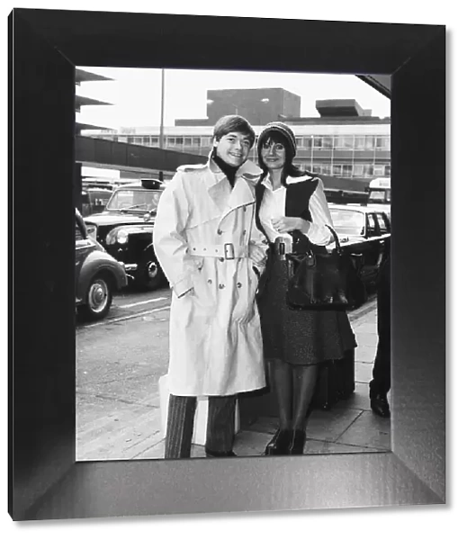 Simon Ward Actor with his wife at Heathrow Airport November 1972