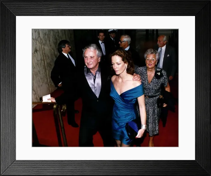 Framed Print : Jenny Seagrove actress with partner Michael Winner. August 1988 Framed Print : Jenny Seagrove actress with partner Michael Winner. August 1988
