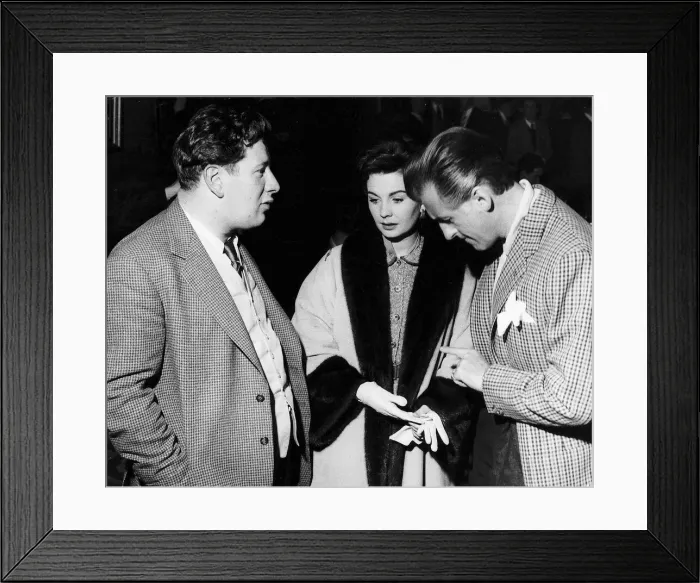 Framed Print : Actor Peter Ustinov with actress Jean Simmons and actor Stewart Granger at the Royal Framed Print : Actor Peter Ustinov with actress Jean Simmons and actor Stewart Granger at the Royal