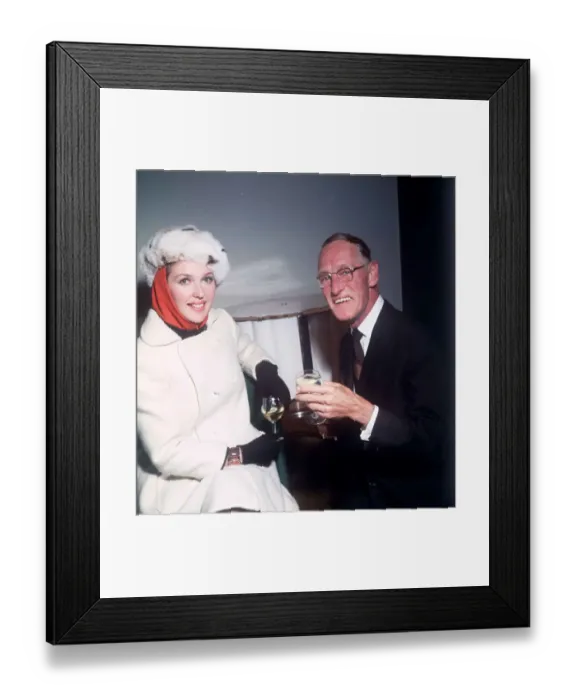Framed Print : Wilfred Brambel actor with Katie Boyle at Variety Club Christmas Lunch
