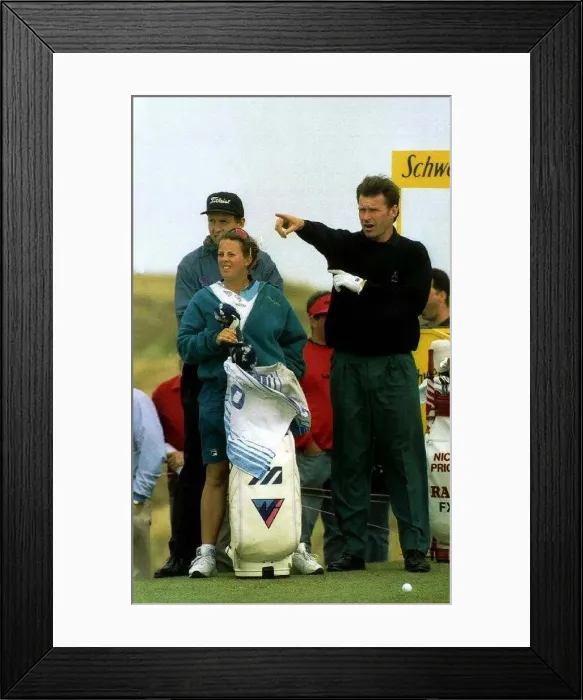  : Nick Faldo Golfer with Caddie Fanny circa 1995