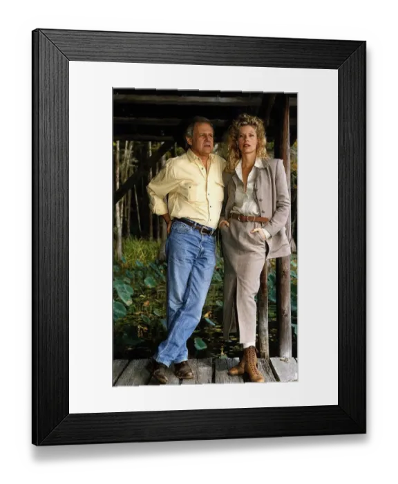 Framed Print : Ken Kercheval Actor with actress Kate Vernon on location in south carolina Framed Print : Ken Kercheval Actor with actress Kate Vernon on location in south carolina