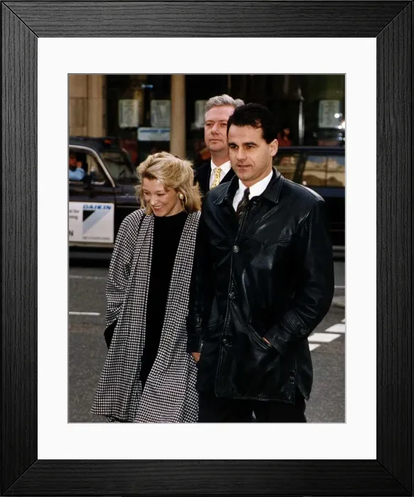Framed Print : Gillian Taylforth Actress from TV Eastenders arriving at court with boyfriend Geoff