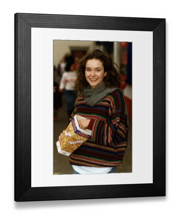 Framed Print : Julia Sawalha Actress who stars in Absolutely Fabulous wearing Large Knitted Framed Print : Julia Sawalha Actress who stars in Absolutely Fabulous wearing Large Knitted