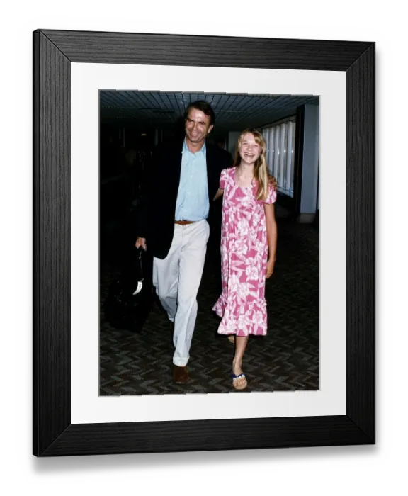 Framed Print : Ariana Richards American Actress and Sam Neill Actor arrive at London Heathrow Airport Framed Print : Ariana Richards American Actress and Sam Neill Actor arrive at London Heathrow Airport