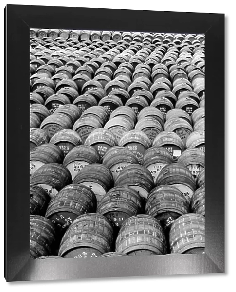 Whisky barrels at IDV warehouse Glasgow 1971