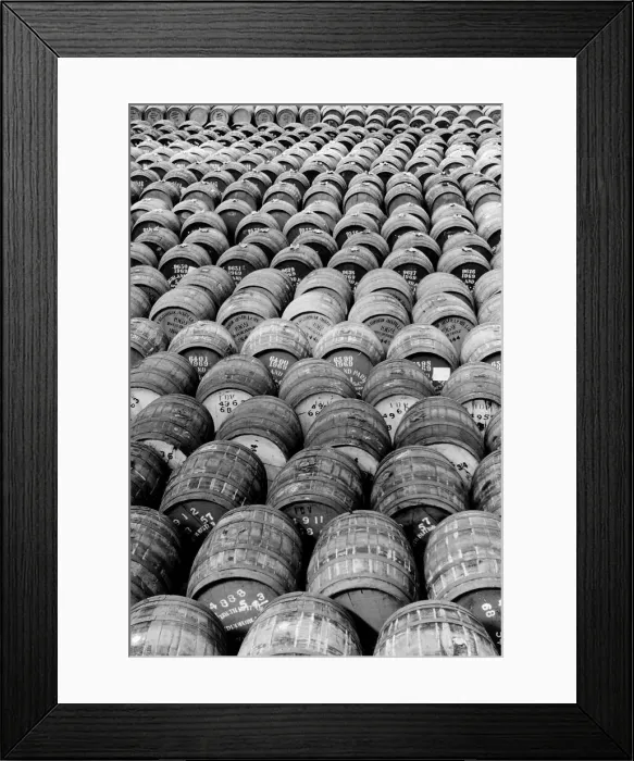 Framed Print : Whisky barrels at IDV warehouse Glasgow 1971