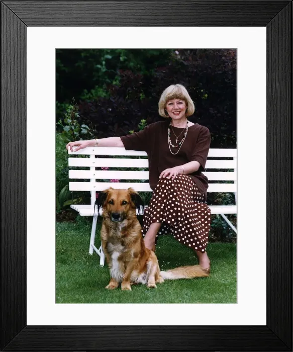 Framed Print : Carole Hawkins Actress with dog Framed Print : Carole Hawkins Actress with dog