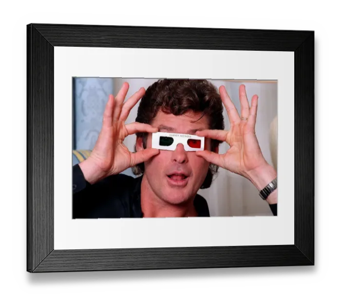 Framed Print : David Hasselhoff Actor wearing 3D glasses from Harvey Nichols Framed Print : David Hasselhoff Actor wearing 3D glasses from Harvey Nichols