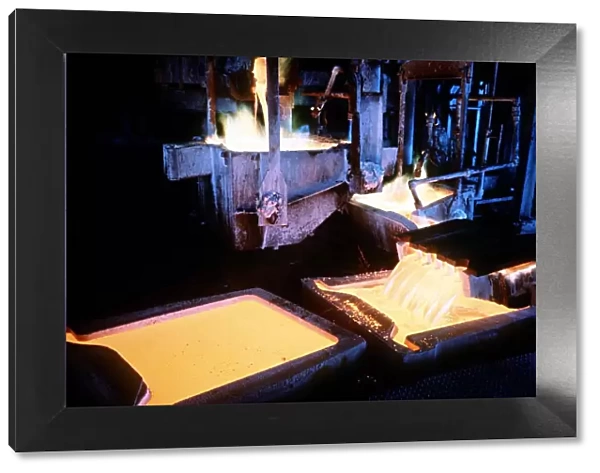 Copper anodes being casted at copper smelter at Mount Isa