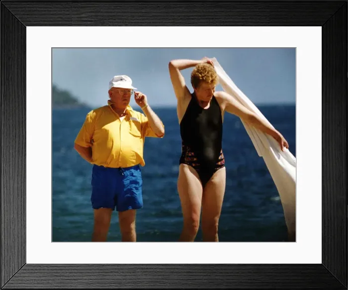 Framed Print : Ken Morley Actor In A Carribean Sunspot Of St Kitts With Mystery Woman Framed Print : Ken Morley Actor In A Carribean Sunspot Of St Kitts With Mystery Woman