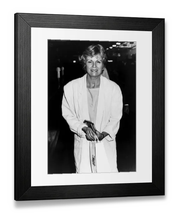 Framed Print : Julie Walters actress leaves Heathrow Airport on her way to Venezuela