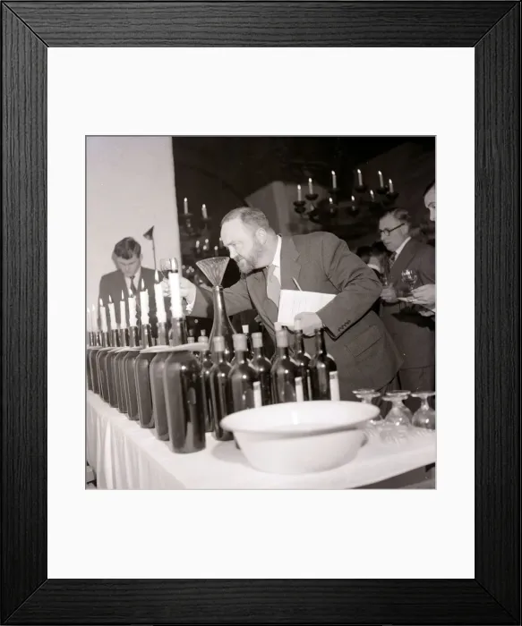 Framed Print : Annual tasting of French wines held in the cellars of JLP Lebeque & Co near London Bridge Framed Print : Annual tasting of French wines held in the cellars of JLP Lebeque & Co near London Bridge