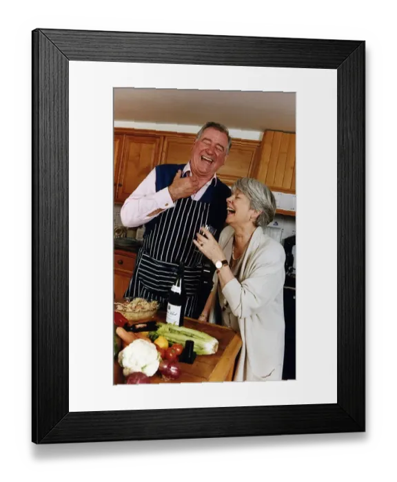Framed Print : George Baker Actor cooking with Louie Ramsay