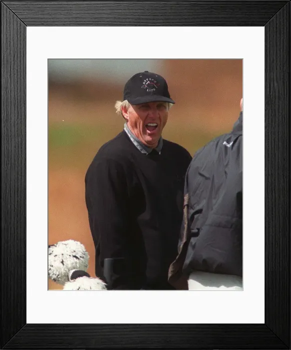 Framed Print : Greg Norman finds the going tough July 1999 as he plays a practice round Framed Print : Greg Norman finds the going tough July 1999 as he plays a practice round
