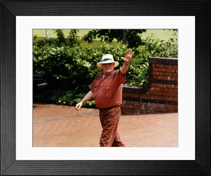 Framed Print : Bill Tarmey British Actor waving to the camera. He appears in Coronation Street as Jack Framed Print : Bill Tarmey British Actor waving to the camera. He appears in Coronation Street as Jack