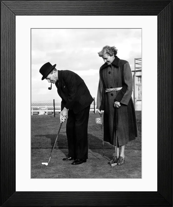 Framed Print : Clement Attlee MP Prime Minister on a putting green with his wife Framed Print : Clement Attlee MP Prime Minister on a putting green with his wife